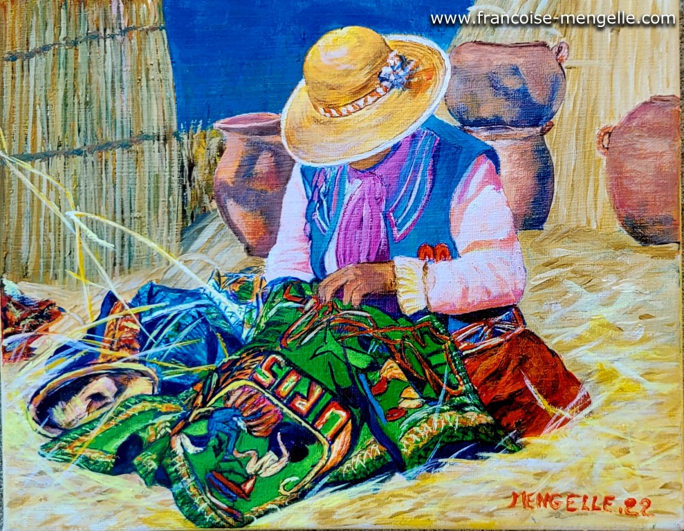 Femme Uros sur le lac Titicaca